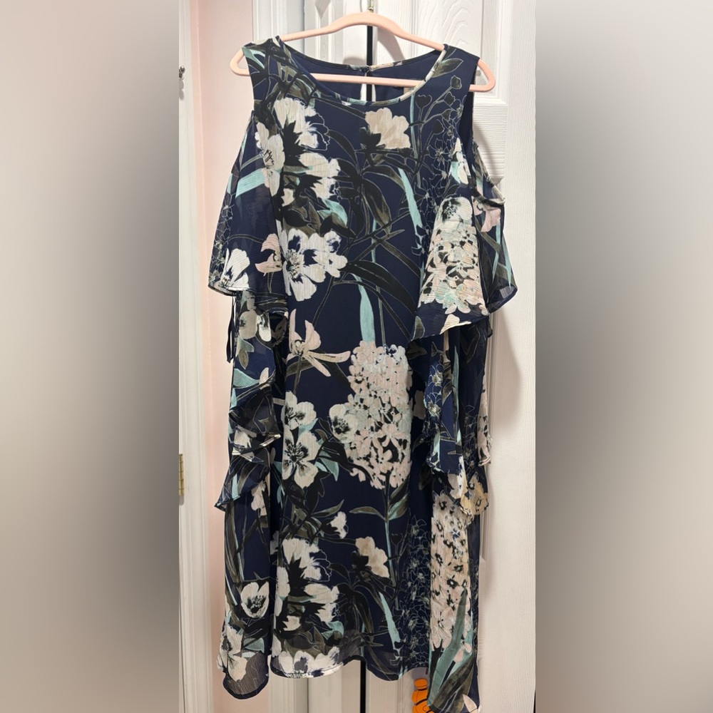 Tommy Hilfiger Navy Floral Asymmetrical Dress